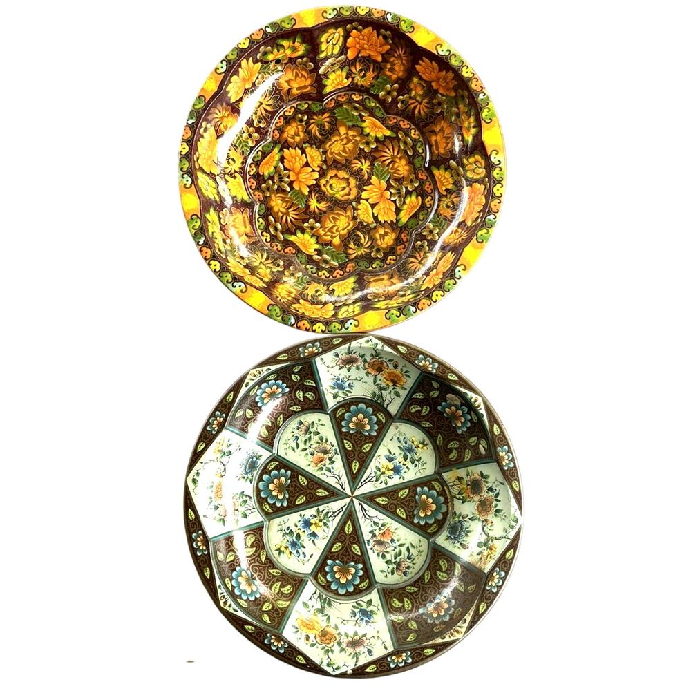 Set Of 2 DAHER DECORATED WARE TIN TRAY BOWL MADE IN ENGLAND 1971 Bowls